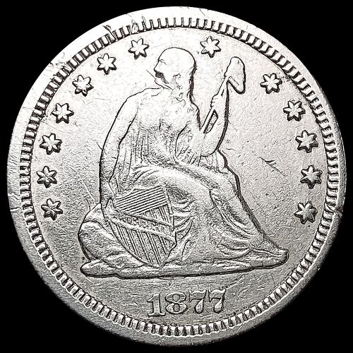 1877-CC Seated Liberty Quarter LIGHTLY CIRCULATED