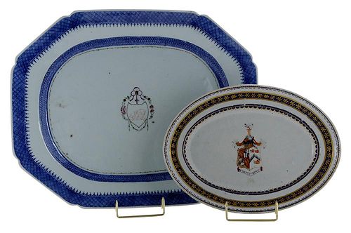 Two Chinese Export Porcelain Armorial Platters