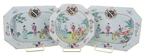 Three Chinese Export Porcelain Armorial Table Items