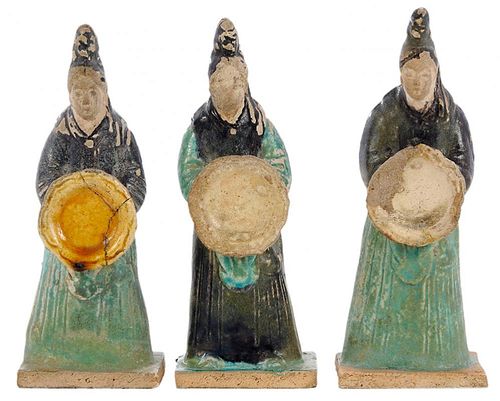 Three Tang or Tang Style Pottery Tomb Figures