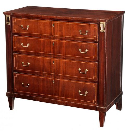 Dutch Neoclassical Inlaid Mahogany Chest of Drawers