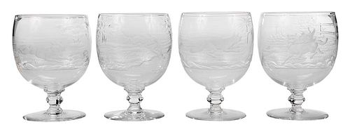 Fifteen Goblets with Etched Scenes of Fox's Adventures