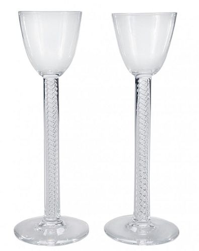 Pair Steuben Tall Wine Glasses