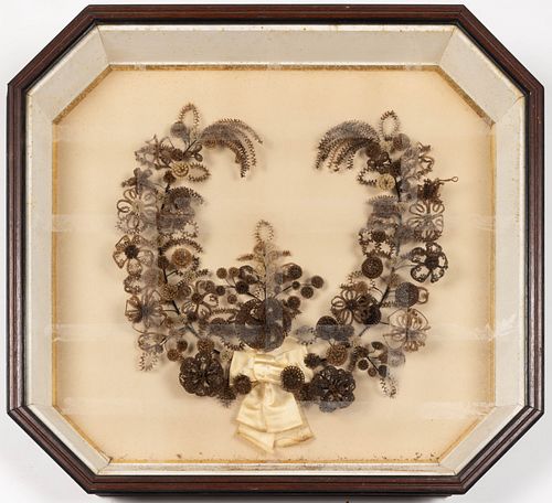 VICTORIAN WOVEN HAIR MOURNING WREATH