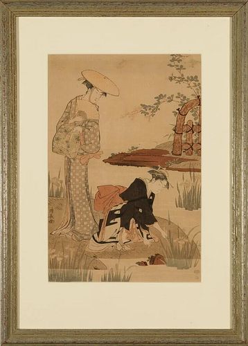 Torii Kiyonaga 'By an Iris Pond' (Shobu no ike) woodcut