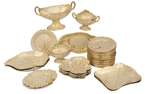 Forty Pieces Wedgwood Drabware Leaf Dessert Service