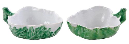 Two Porcelain Leaf Form Small Dishes