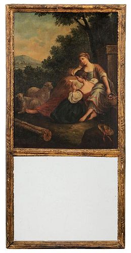 Louis XVI Painted and Parcel Gilt Trumeau