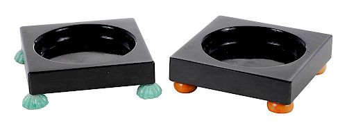 Two Footed Black Glass Stands