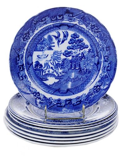 Eight Assorted Blue and White Plates