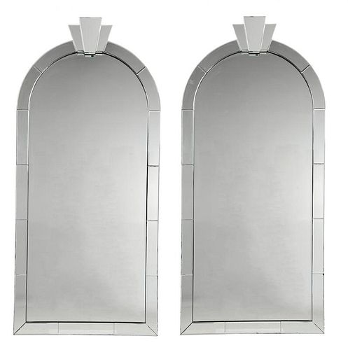 Large Pair Art Deco Style Framed Mirrors