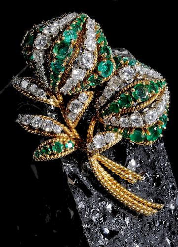 Van Cleef & Arpels Emerald and Diamond Brooch