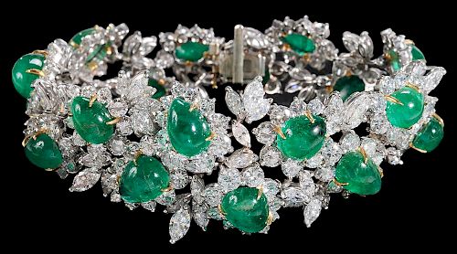 Platinum and Emerald Bracelet