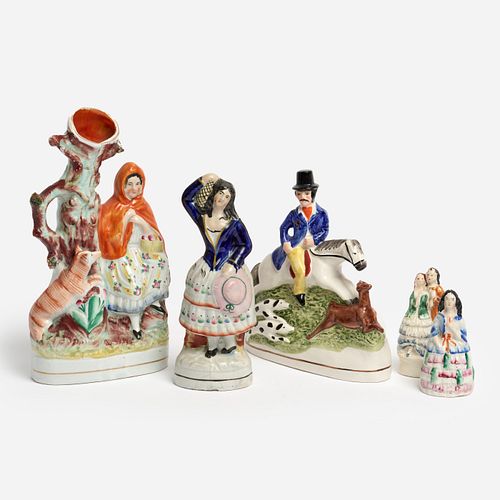 5 Figural Staffordshire Pottery Groups