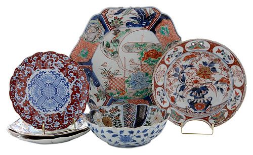 Six Imari Porcelain Bowls and Dishes