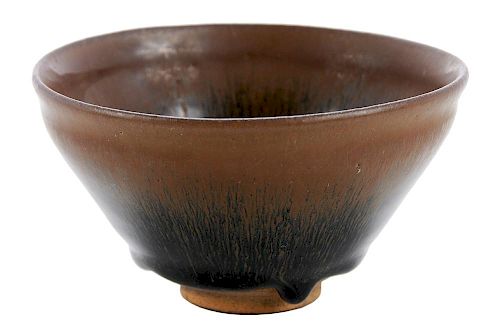Qing Dynasty Hare's Fur Glazed Pottery Tea Bowl