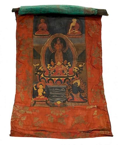 Painted Thanka on Buddha