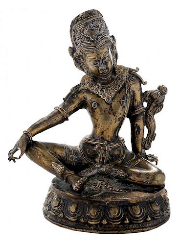 Gilt Bronze Figure of Seated Tibetan Bodhisattva