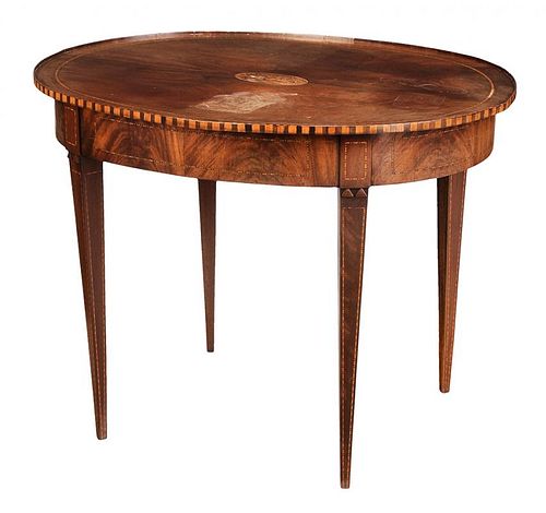 Neoclassical Inlaid Mahogany Oval Center Table