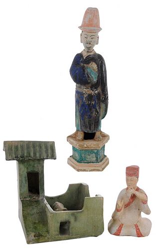 Three Chinese Glazed Ceramic Items