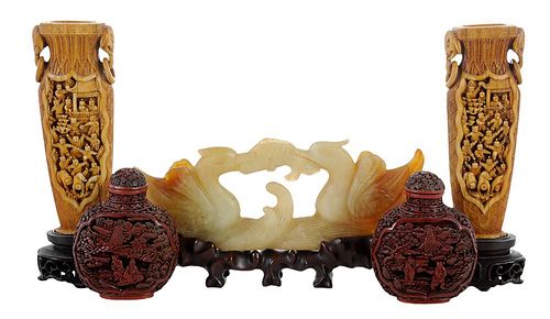 Five Asian Carved Table Objects