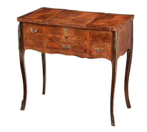 Louis XV Style Parquetry Veneered and Bronze Mounted Dressing Table