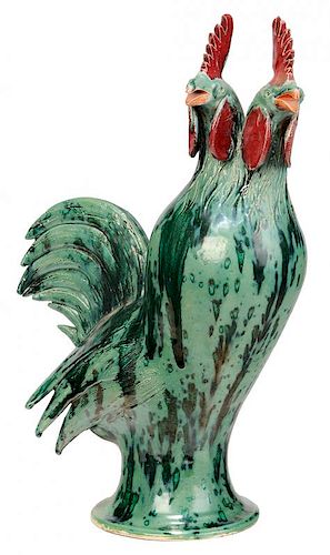 Charlie West Double Headed Pottery Rooster