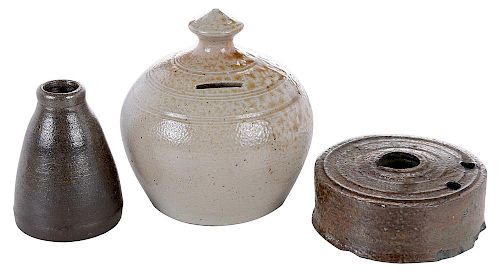 Three Pieces of Saltglaze Pottery