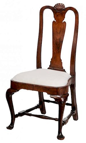 American Queen Anne Walnut Compass Seat Side Chair