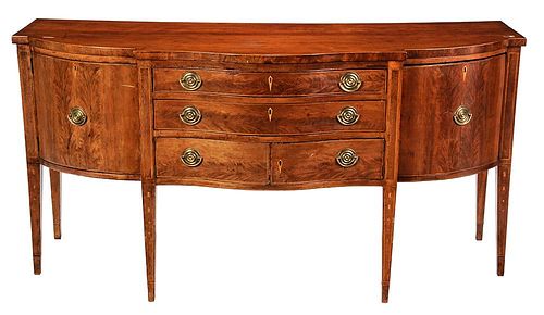 American Federal Figured and Inlaid Cherry Serpentine Sideboard
