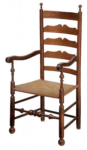 Early American Ladder-Back Open Arm Chair