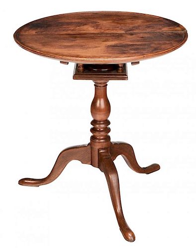American Chippendale Walnut Dish top Candle Stand