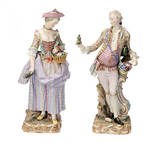 Pair of Large Meissen Figures