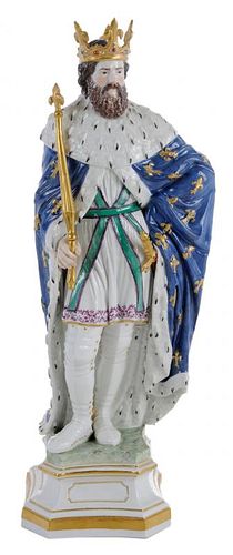 Meissen Figure of King in Blue Robes