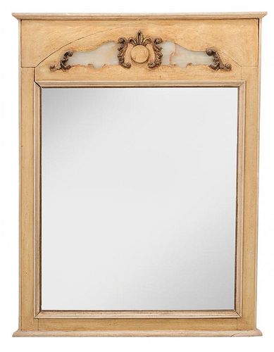 Swedish Baroque Style Carved, Painted and Stone Inset Mirror