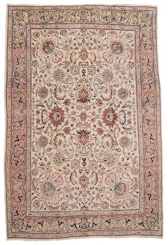 Ivory Field Tabriz Carpet