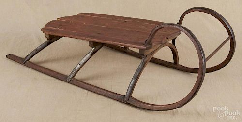 Oak sled, late 19th c., by Paris Mfg. Co., 29 1/2'' l.