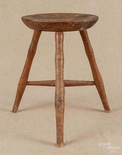 Windsor splay leg stool, early 20th c., 17 1/2'' h., 11 3/4'' w.