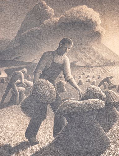 Grant Wood APPROACHING STORM Lithograph
