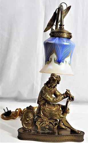 Bronze and metal lamp Art Nouveau