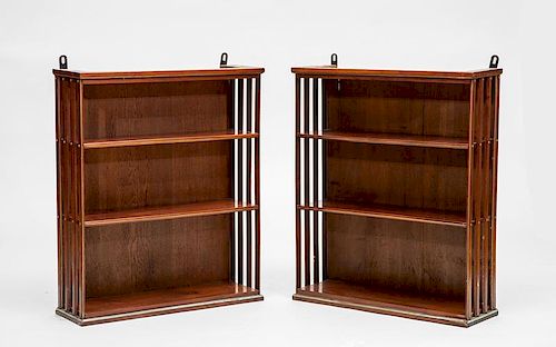 Pair of Edwardian Style Mahogany Hanging Shelves