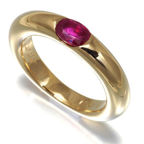 CARTIER ELLIPSE RUBY 18K YELLOW GOLD RING