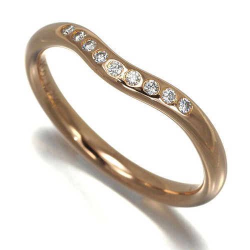 TIFFANY & CO. CURVED DIAMOND 18K ROSE GOLD BAND RING