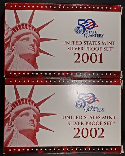 2001 & 2002 US SILVER PROOF SETS