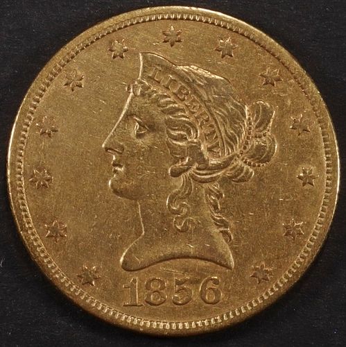 1856-S $10 GOLD LIBERTY NICE AU