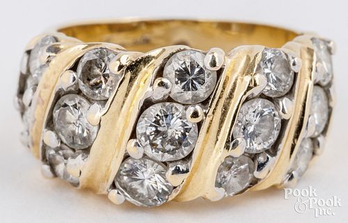 14K yellow gold ring with diamonds