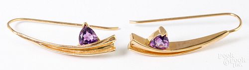 14k yellow gold and amethyst earrings