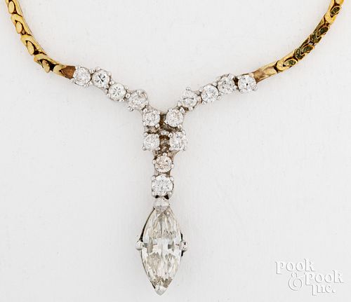 14K two-toned necklace with diamonds