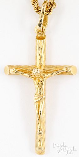 14K yellow gold cross with chain