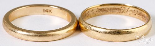 Two 14K yellow gold bands